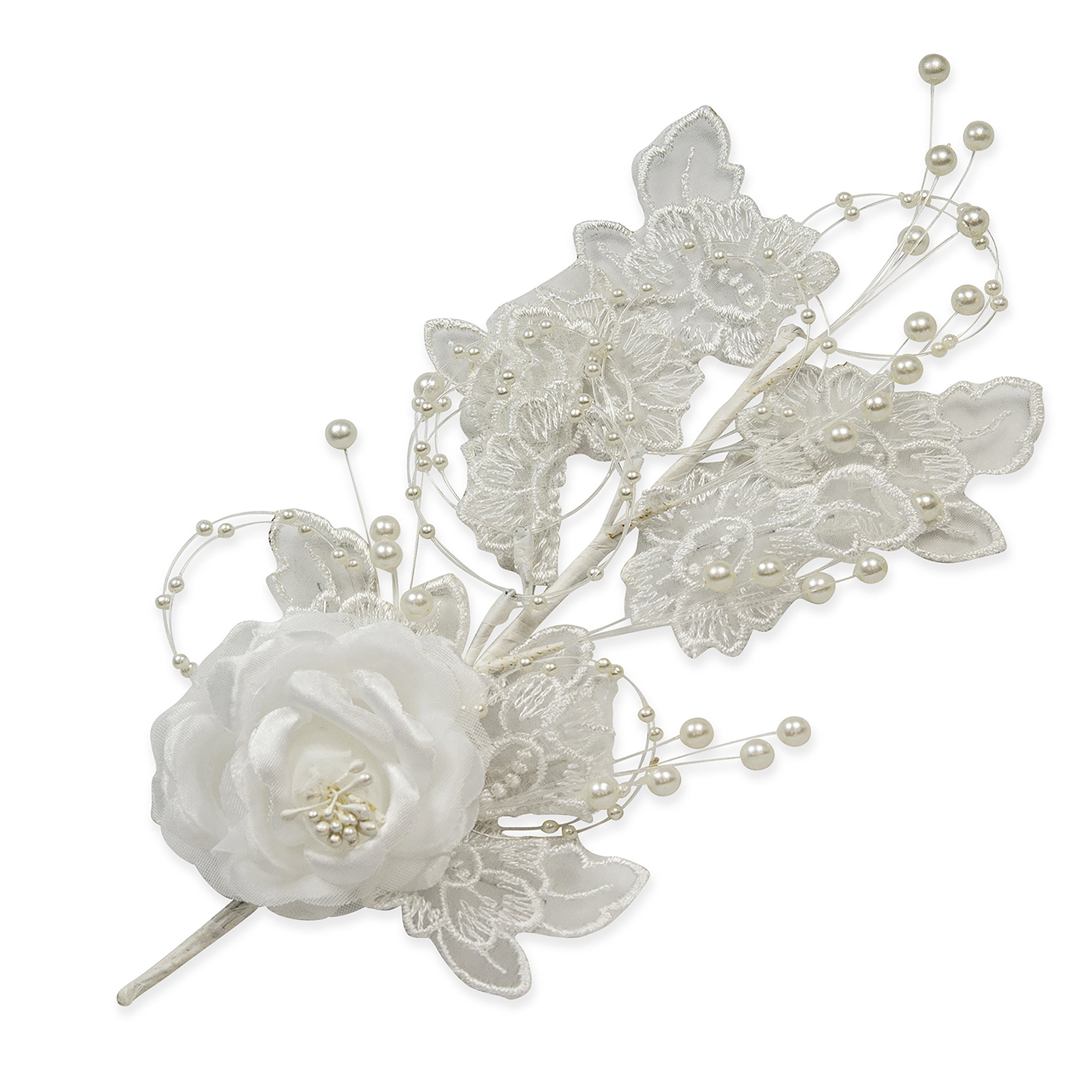 Vintage Bridal Flower and Lace Spray - White Floral Components