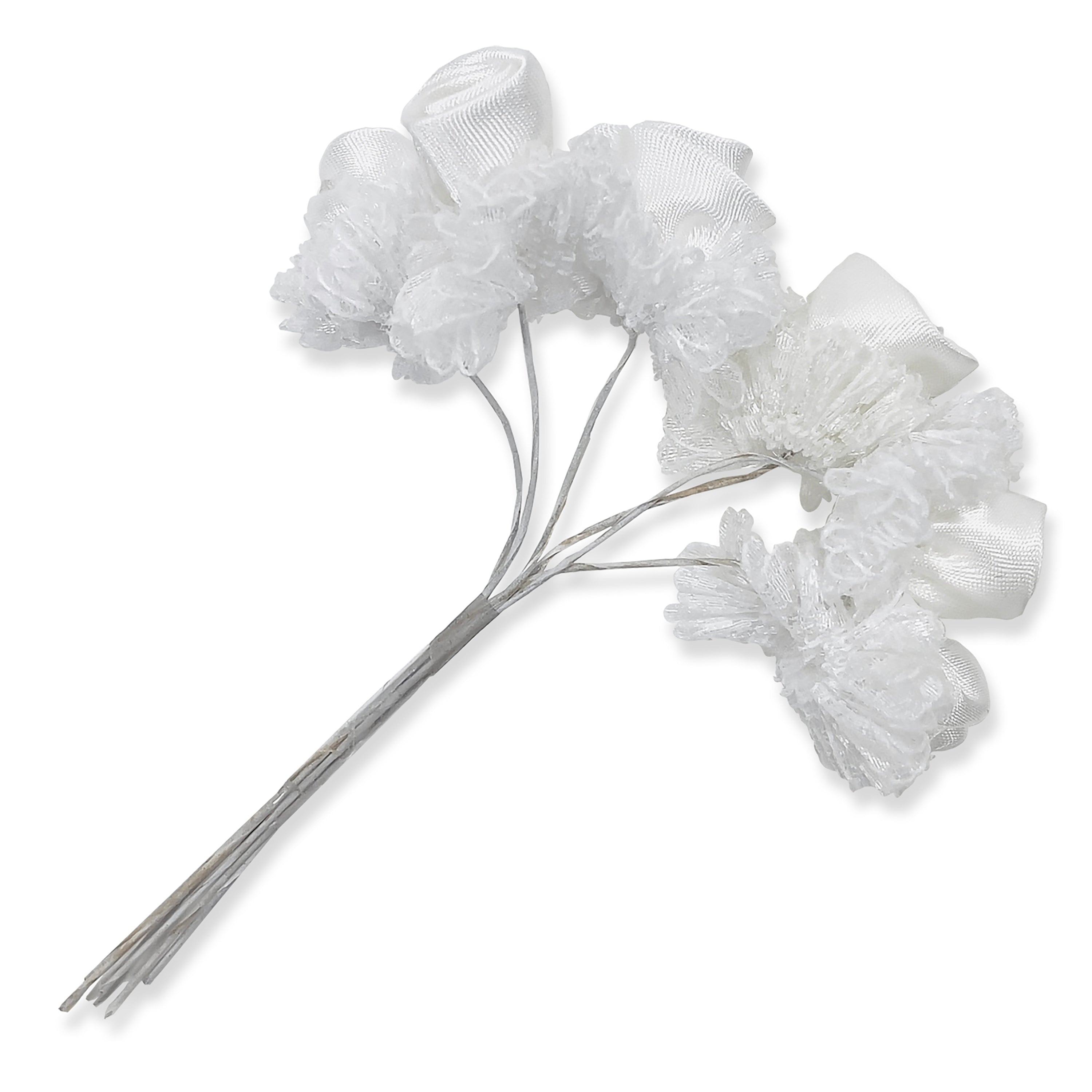 Vintage Lace Bridal Flowers with Stems - White Floral Components