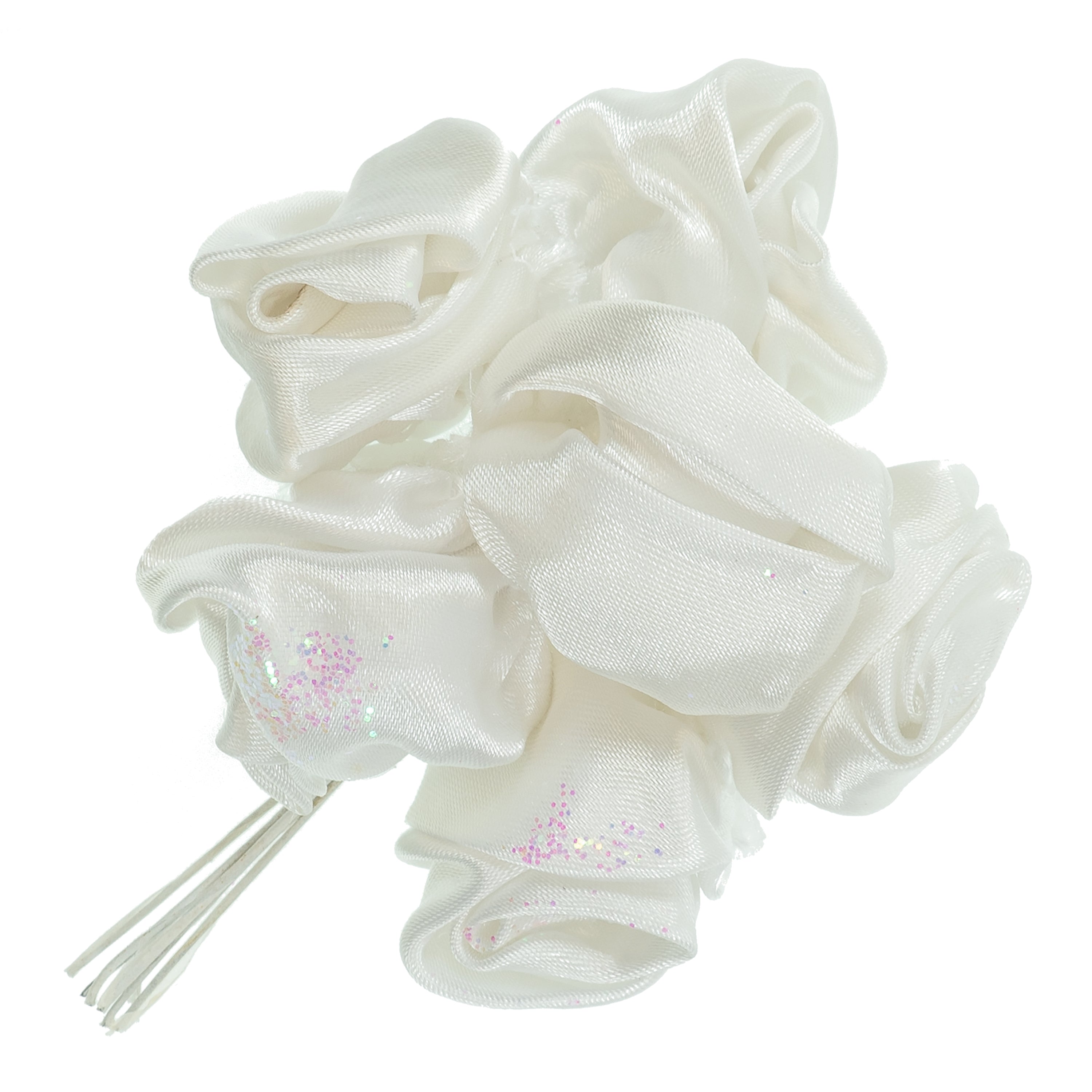 Vintage Bridal Satin Flower Stem - White Floral Components