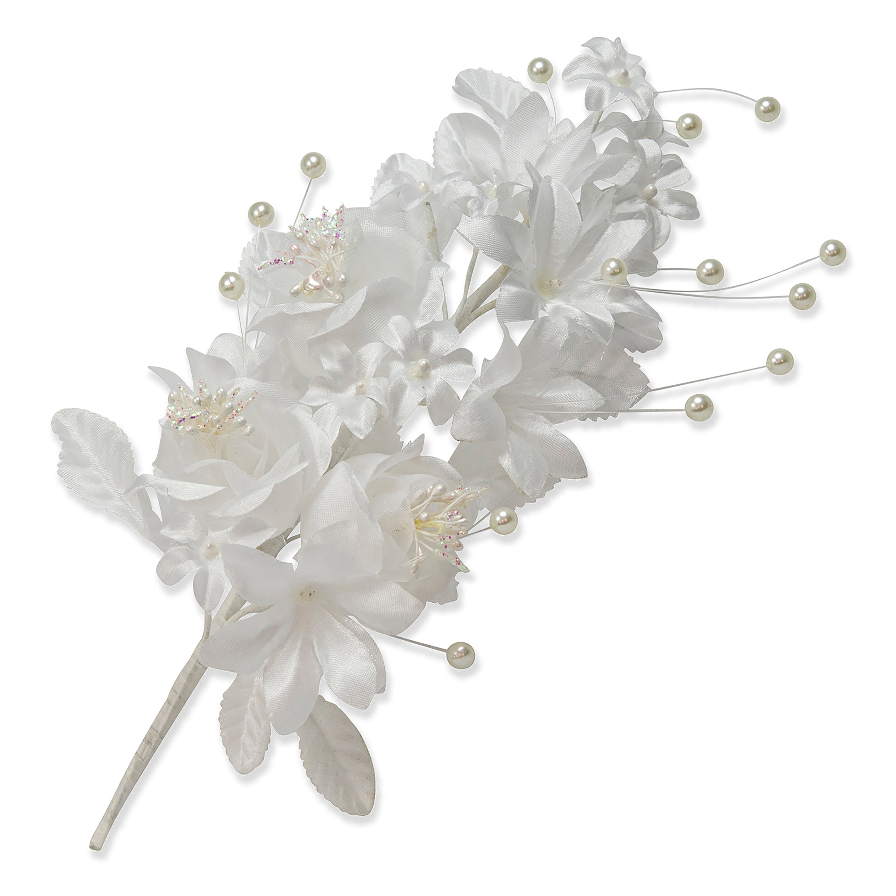 Vintage Bridal Cluster Flower Spray - White Floral Components