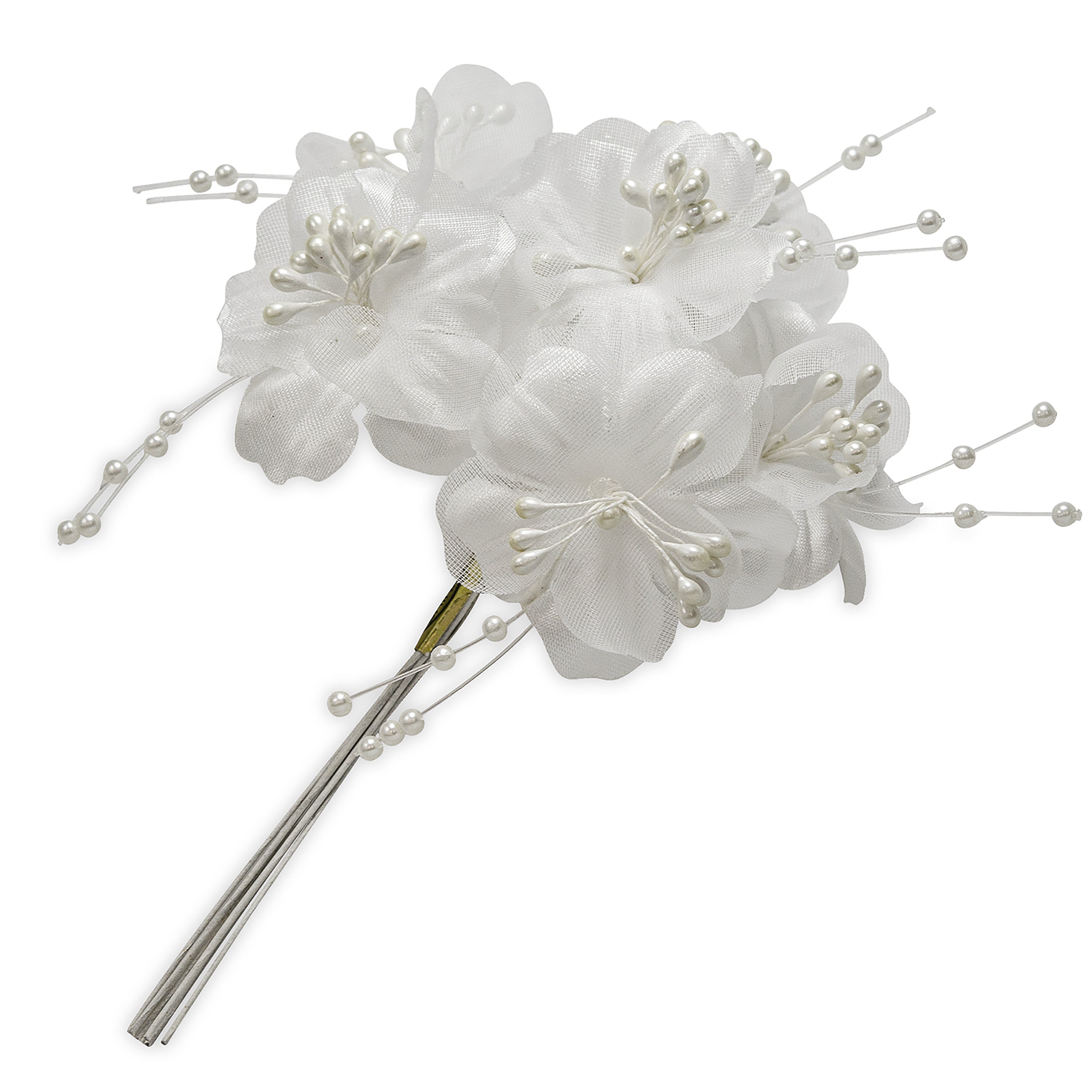 Vintage Flower Cluster Stem White Floral Components