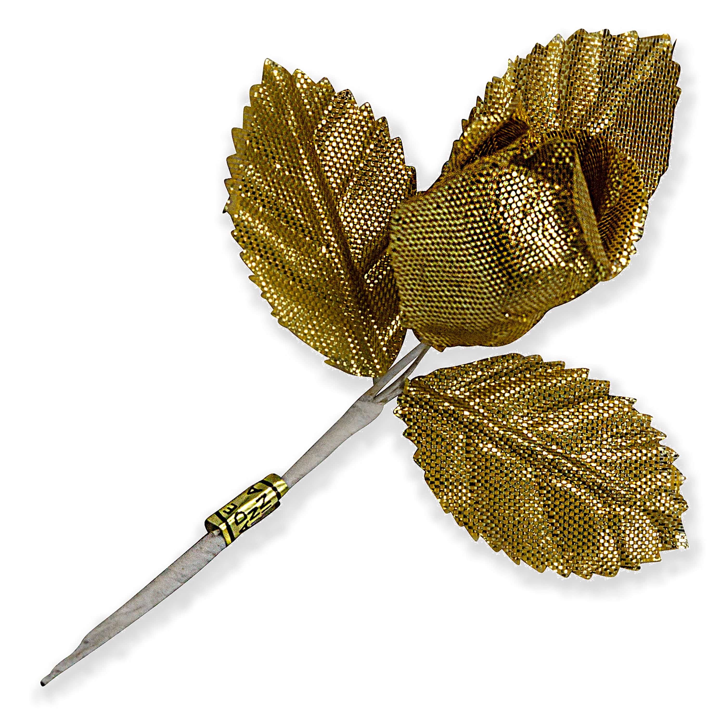 Vintage Shiny Rose with Stem - Gold Bridal