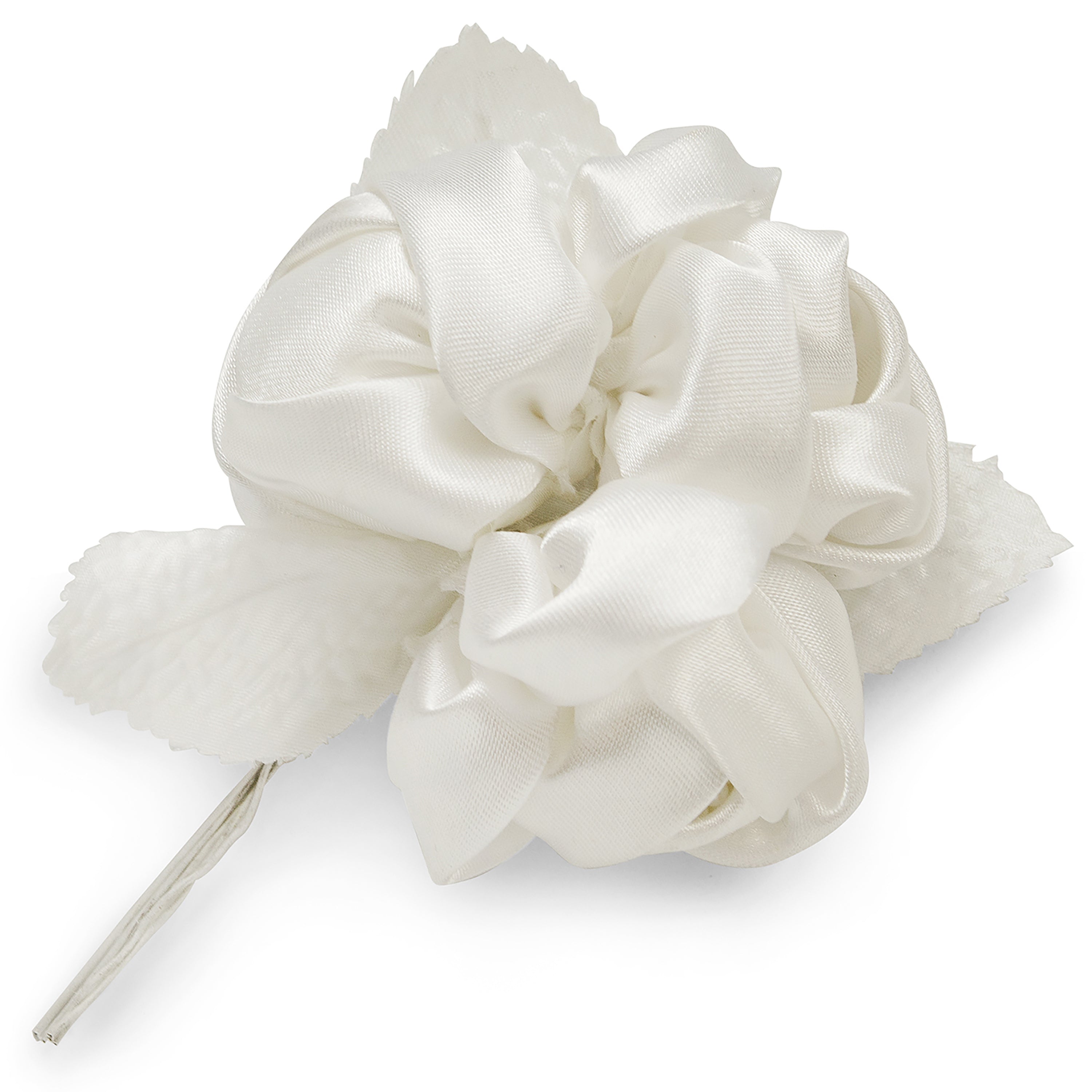Vintage Satin Rose with Pearls Stem Ivory Bridal