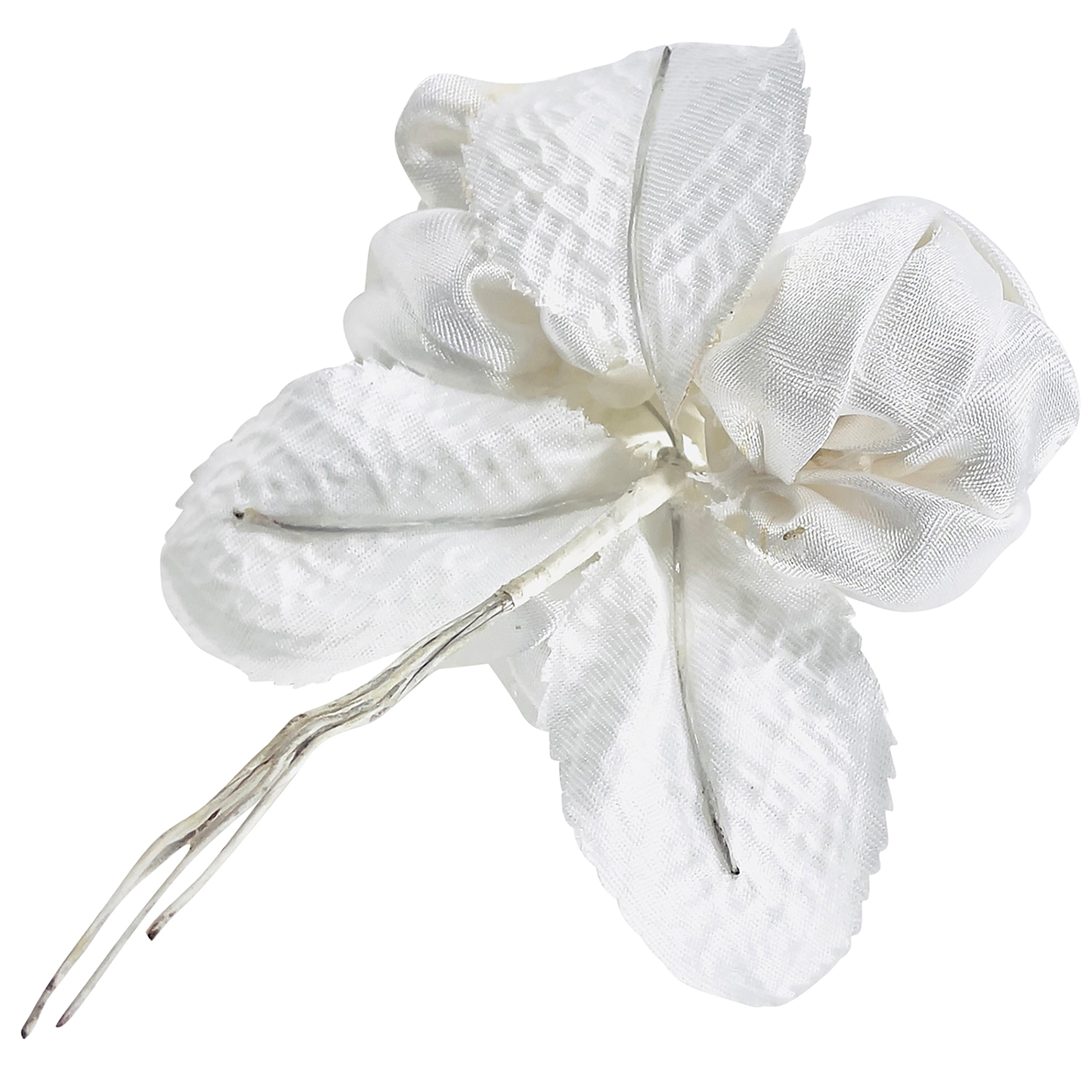 Vintage Satin Rose with Pearls Stem Bridal