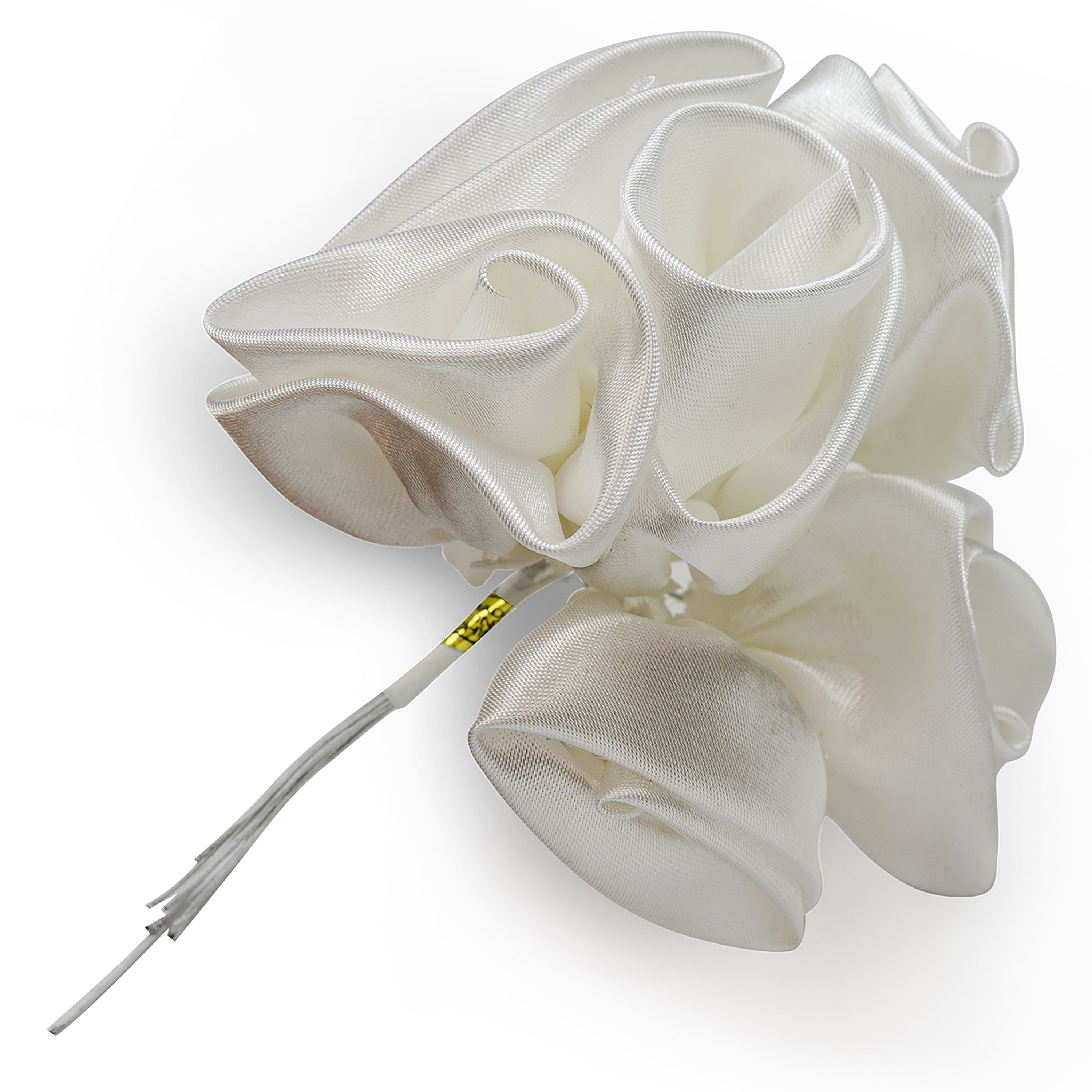 Vintage Satin Rosebud Stem Ivory Floral Components