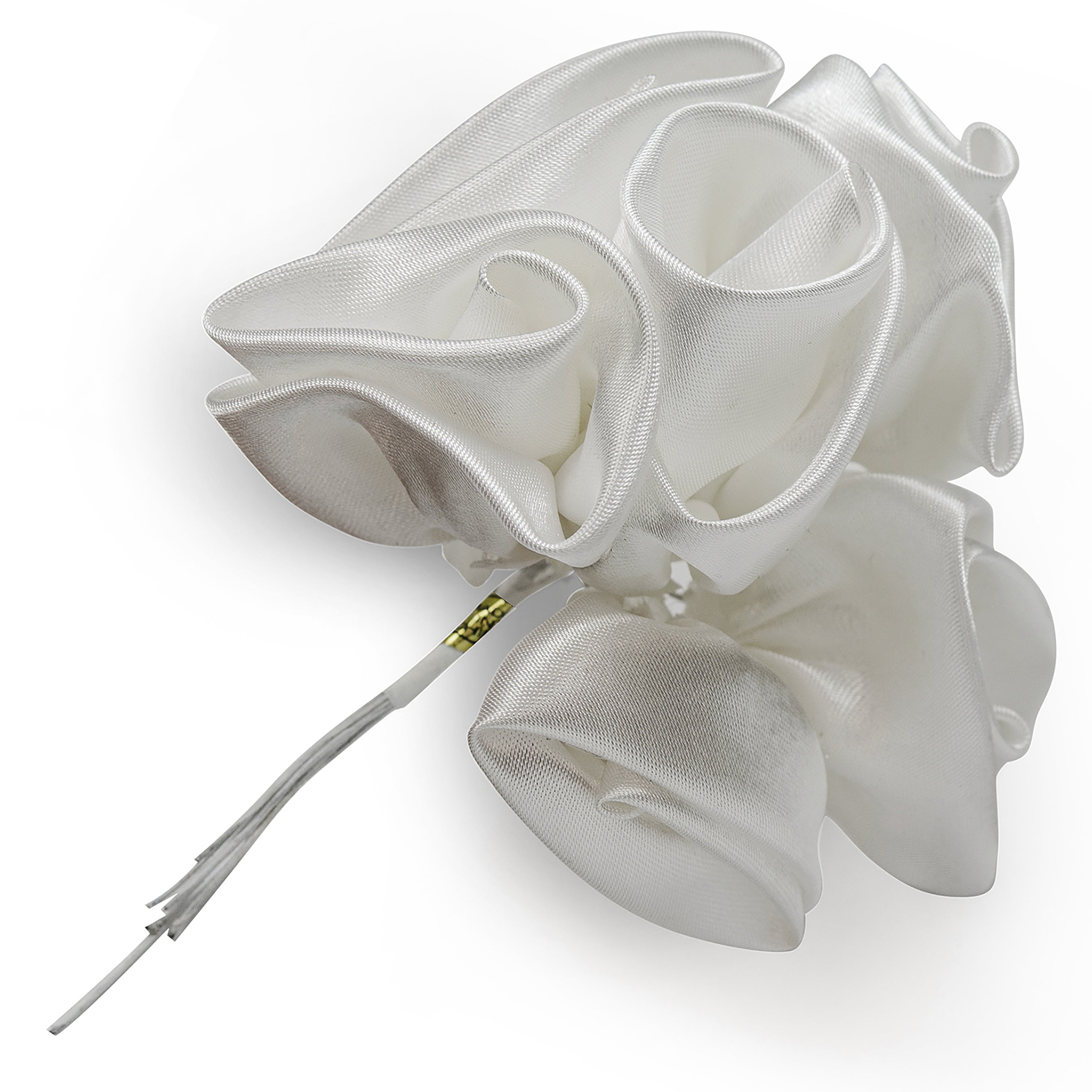Vintage Satin Rosebud Stem White Floral Components