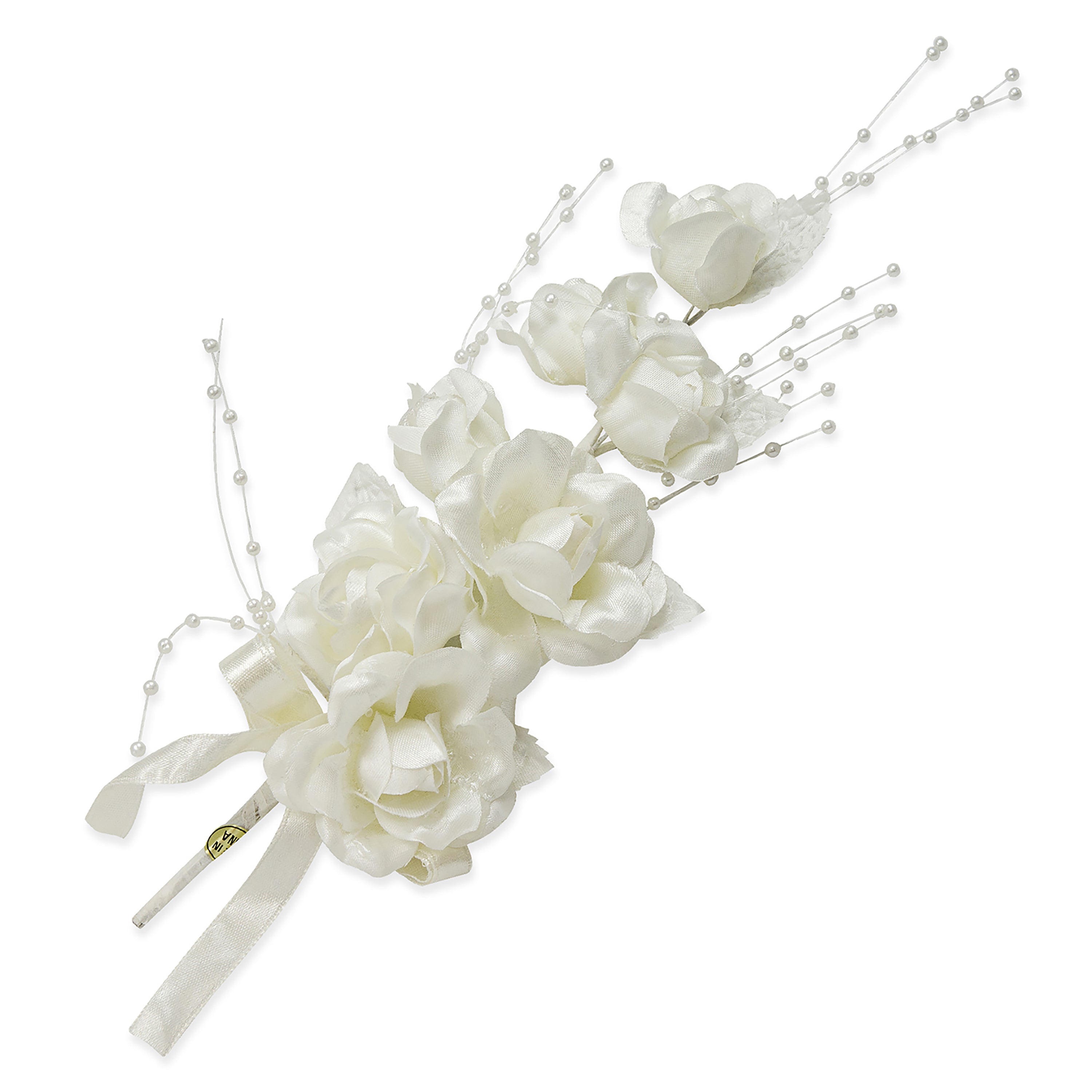 Vintage Bridal Floral Rose with Bow Spray - Ivory Floral Components
