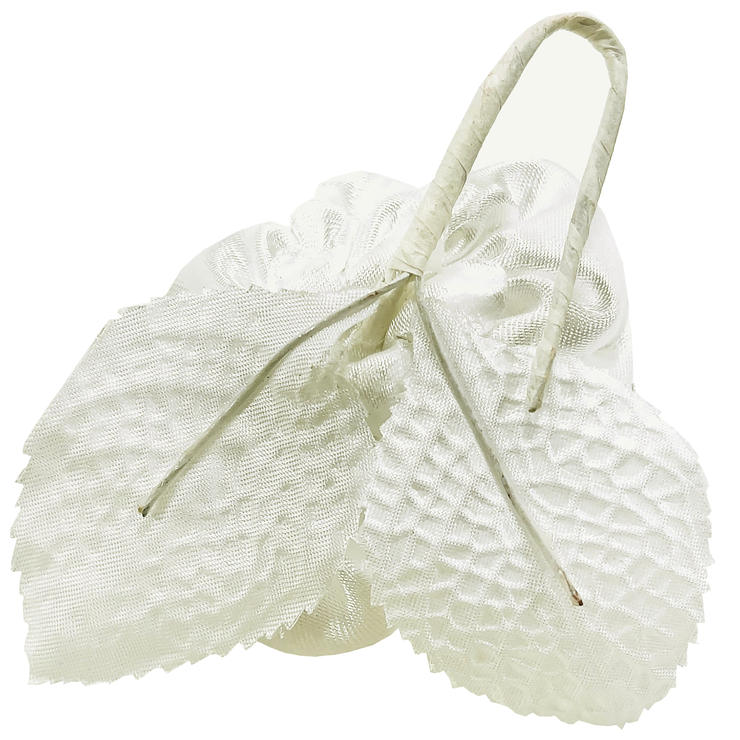 Vintage Bridal Satin Single Rose with Leaves Stem Bridal