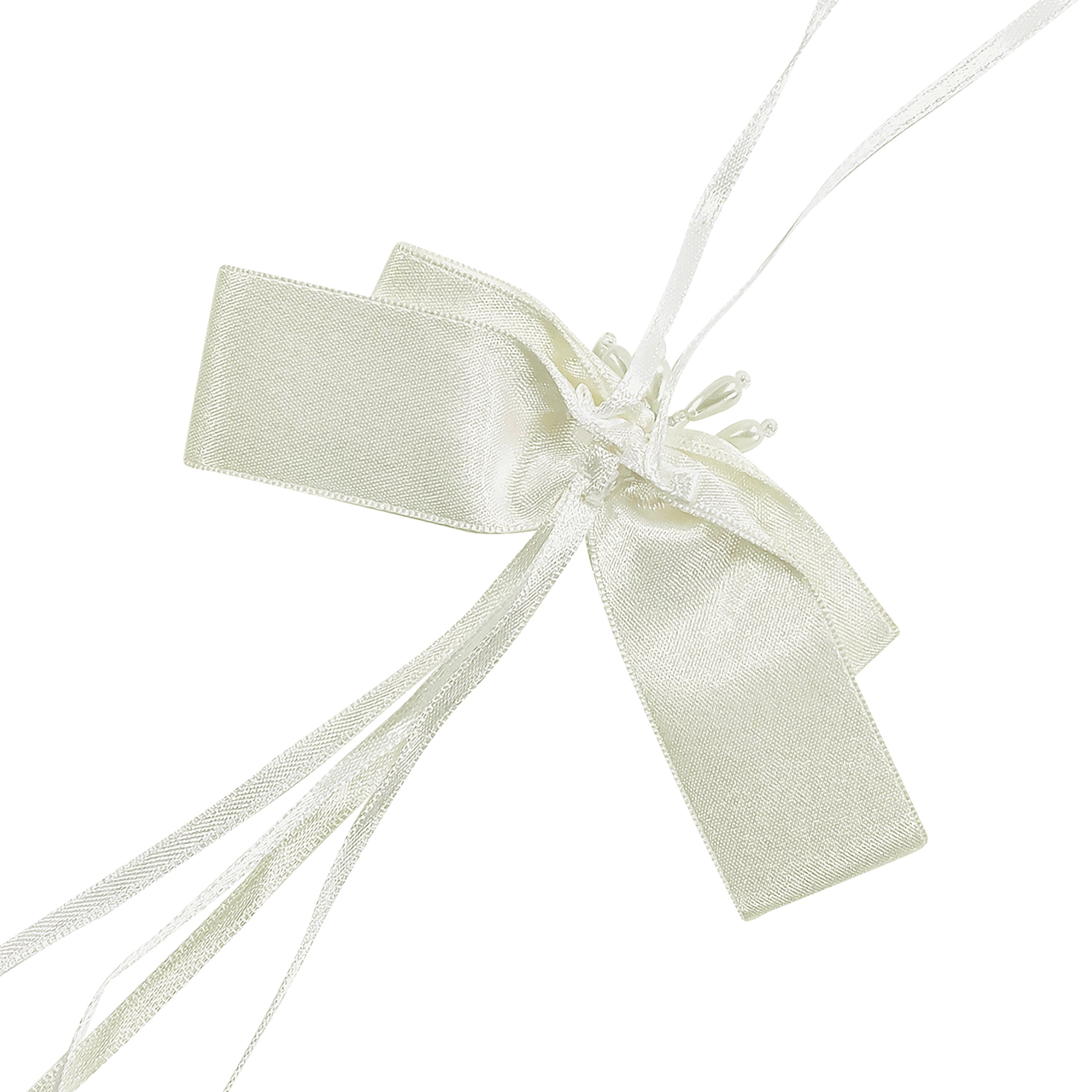 Vintage Bridal Satin Bow with Streamers and Pearls Applique Floral Components