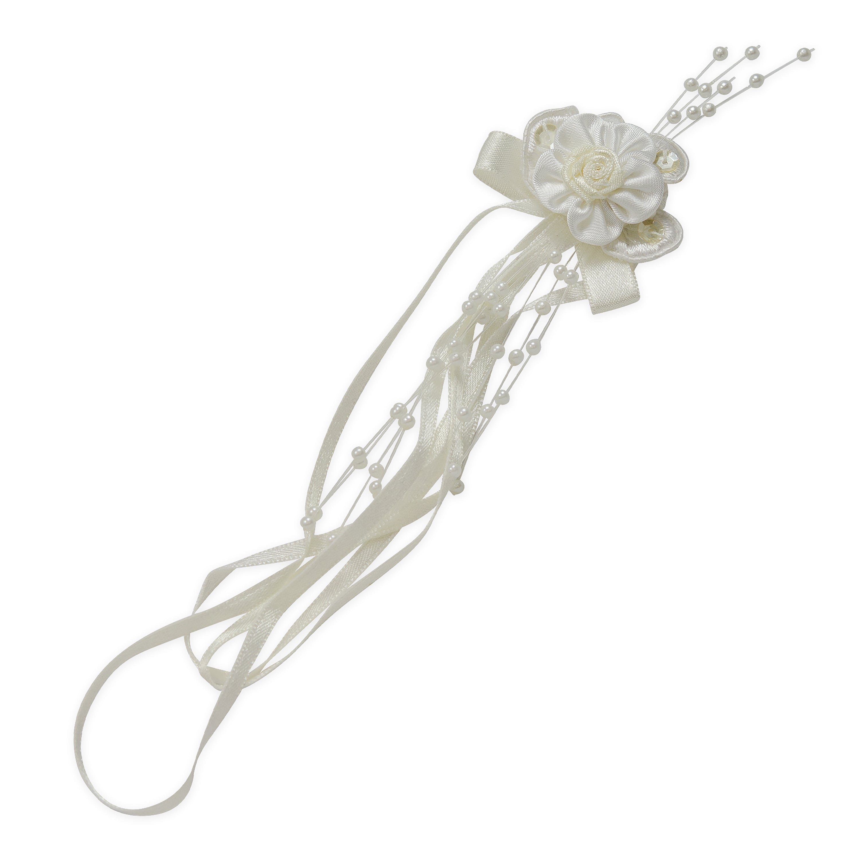 Vintage Bridal Satin Flower Ornament Applique Ivory Bridal