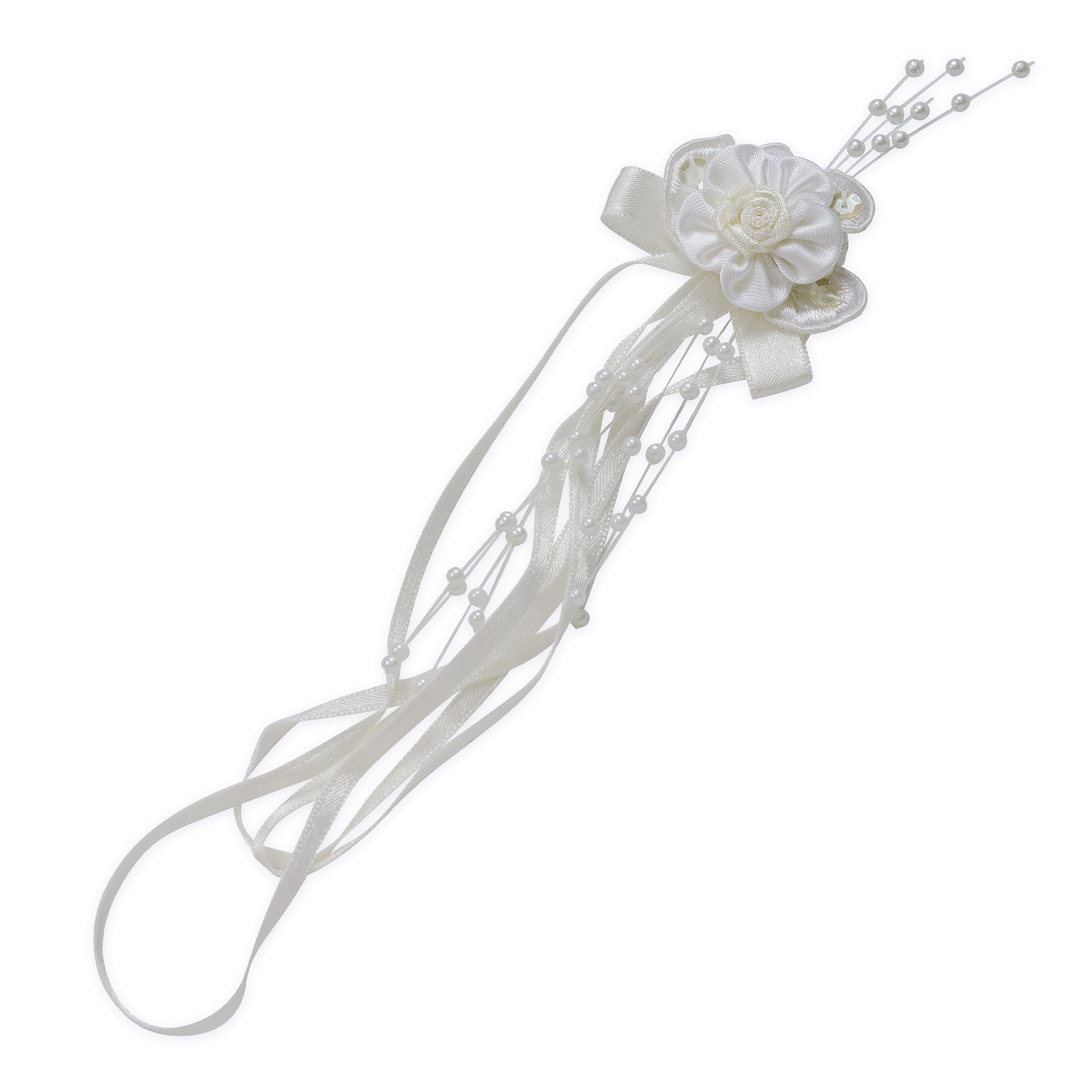 Vintage Bridal Satin Flower Ornament Applique White Bridal