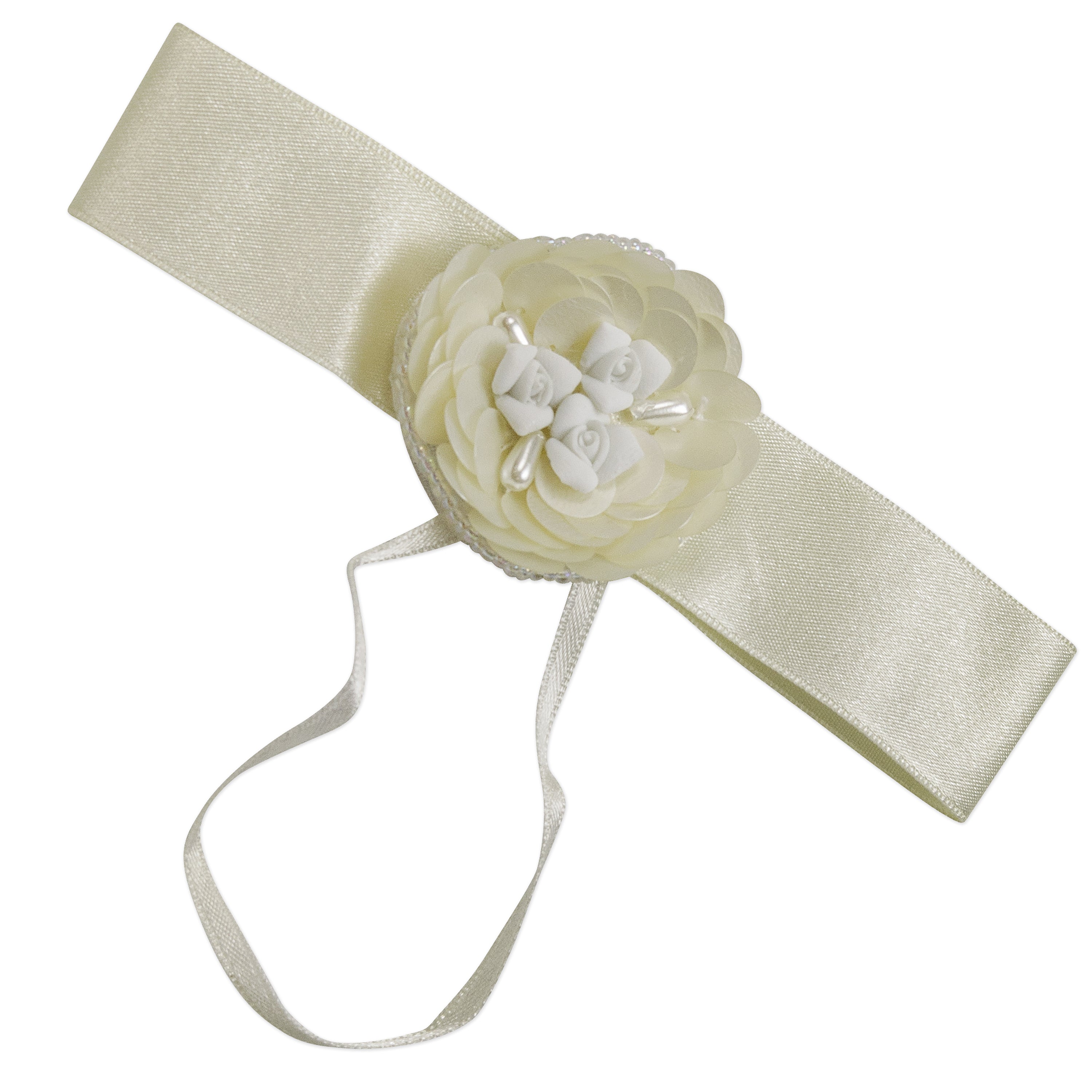 Vintage Bridal Flower Bow Ornament Applique - Ivory Bridal