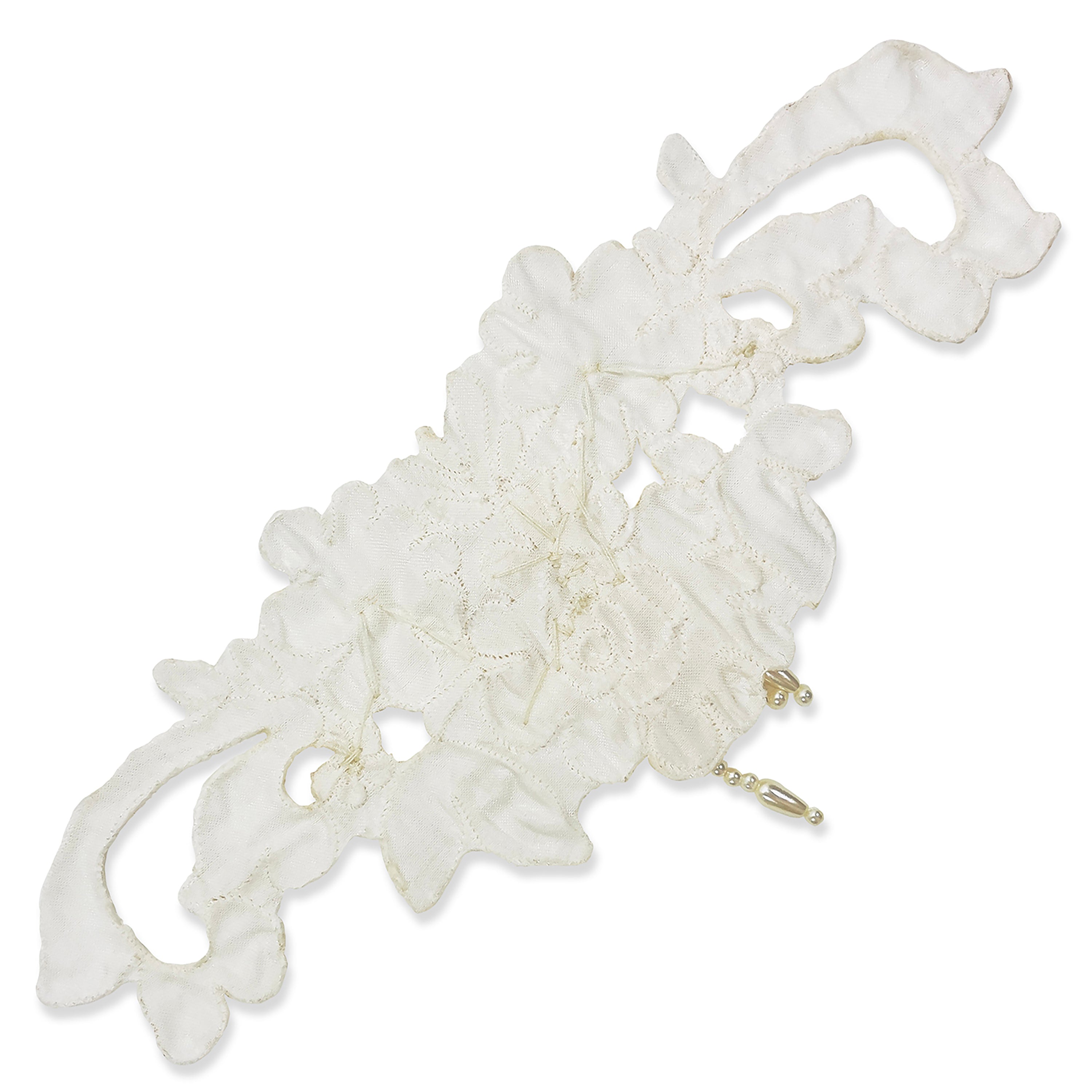 Vintage Bridal Lace with Pearls Applique Bridal