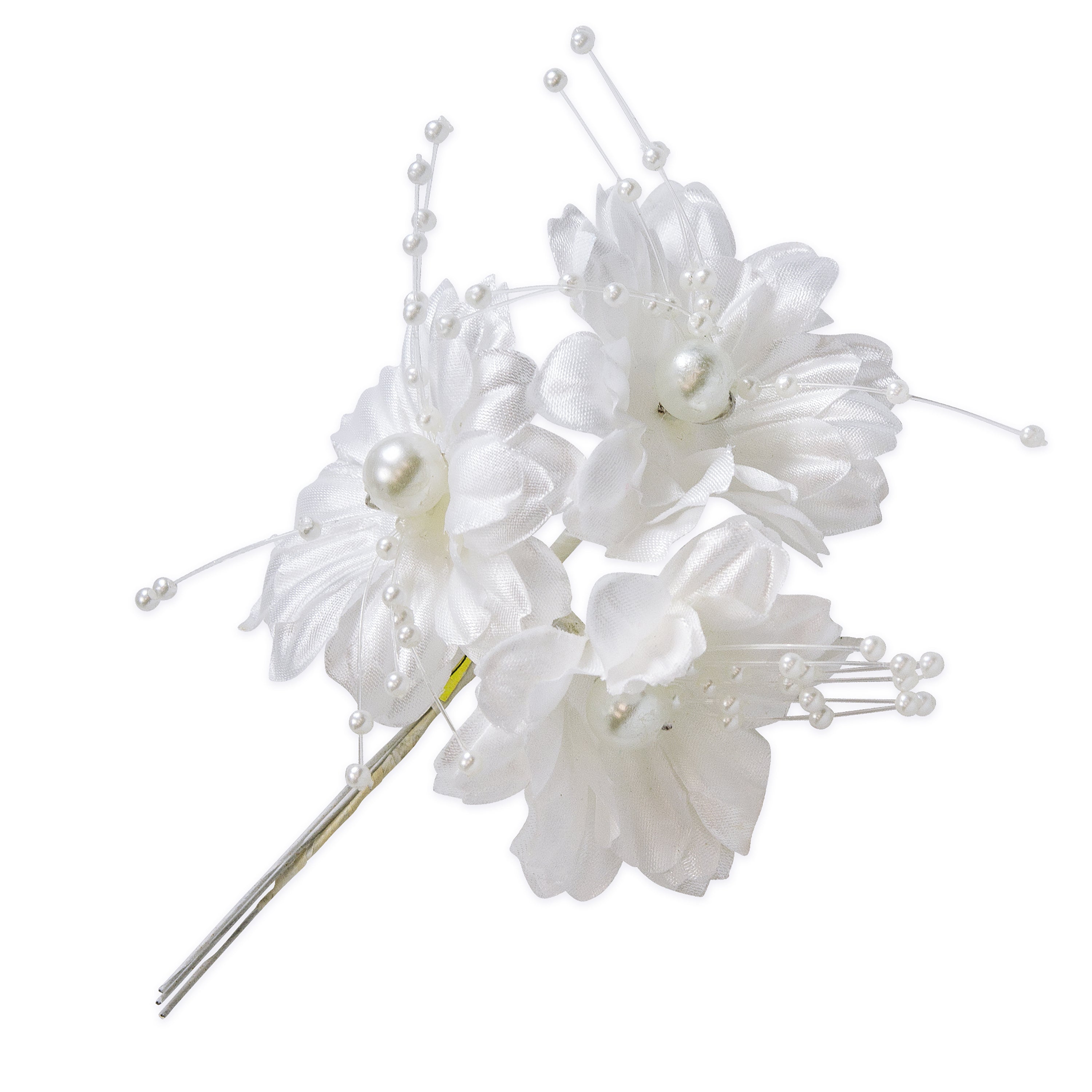 Vintage Bridal Flower with Pearls Spray - White Floral Components