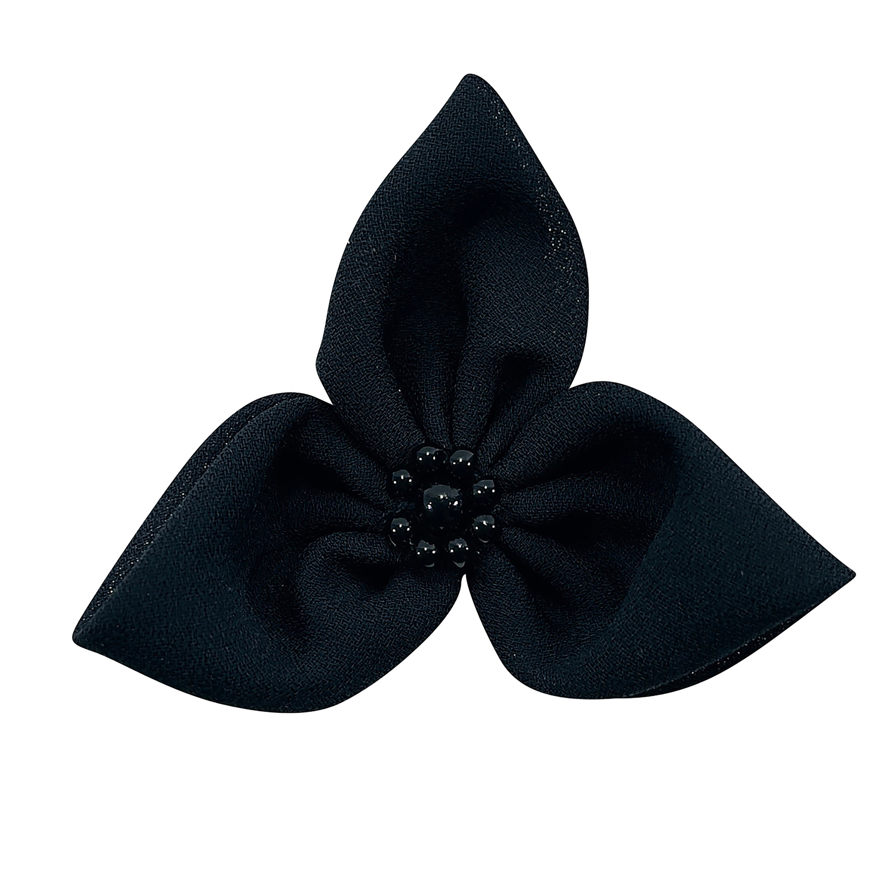 Vintage Beaded Organza Petals Applique - Black