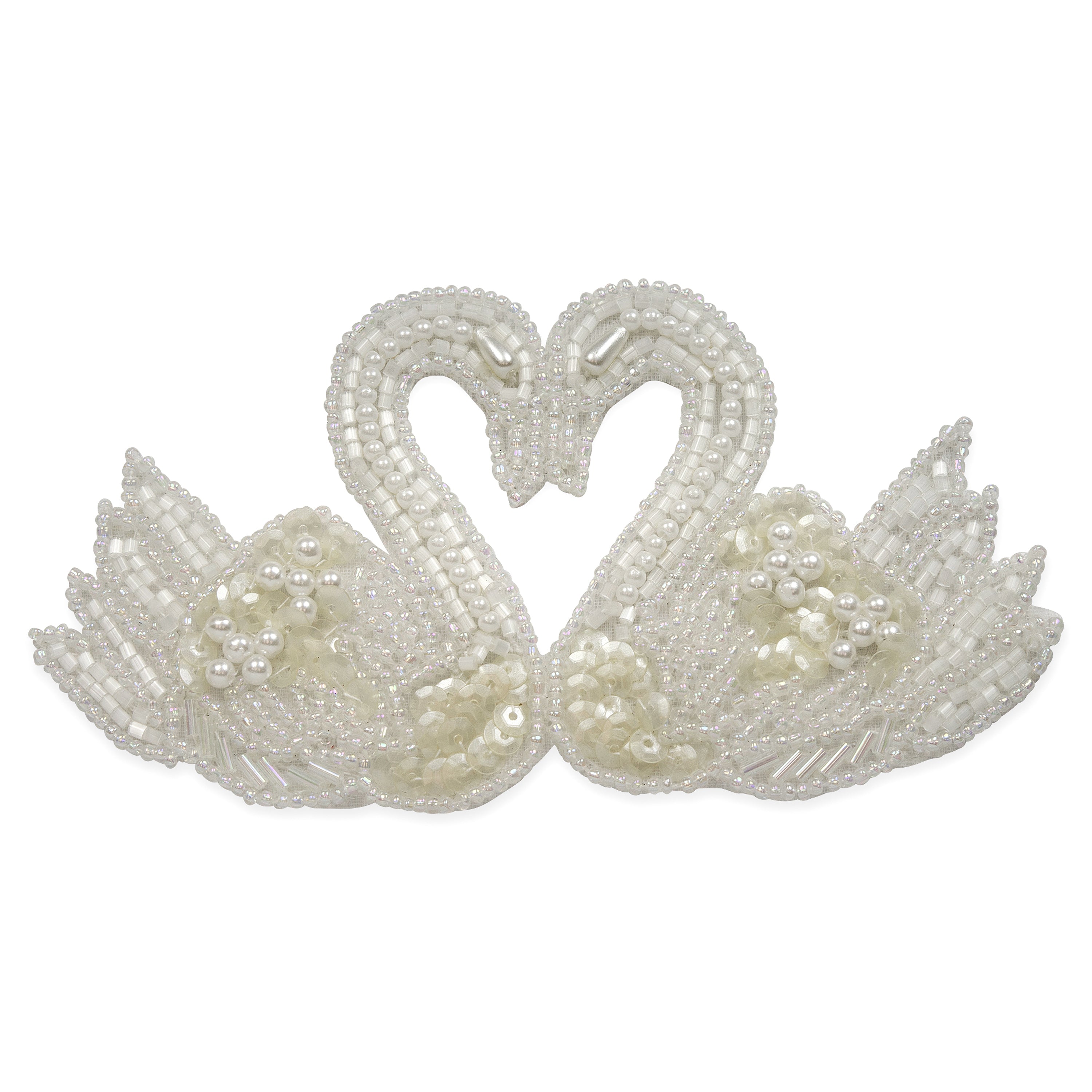Vintage Bead and Sequin Swan Applique - White Bridal