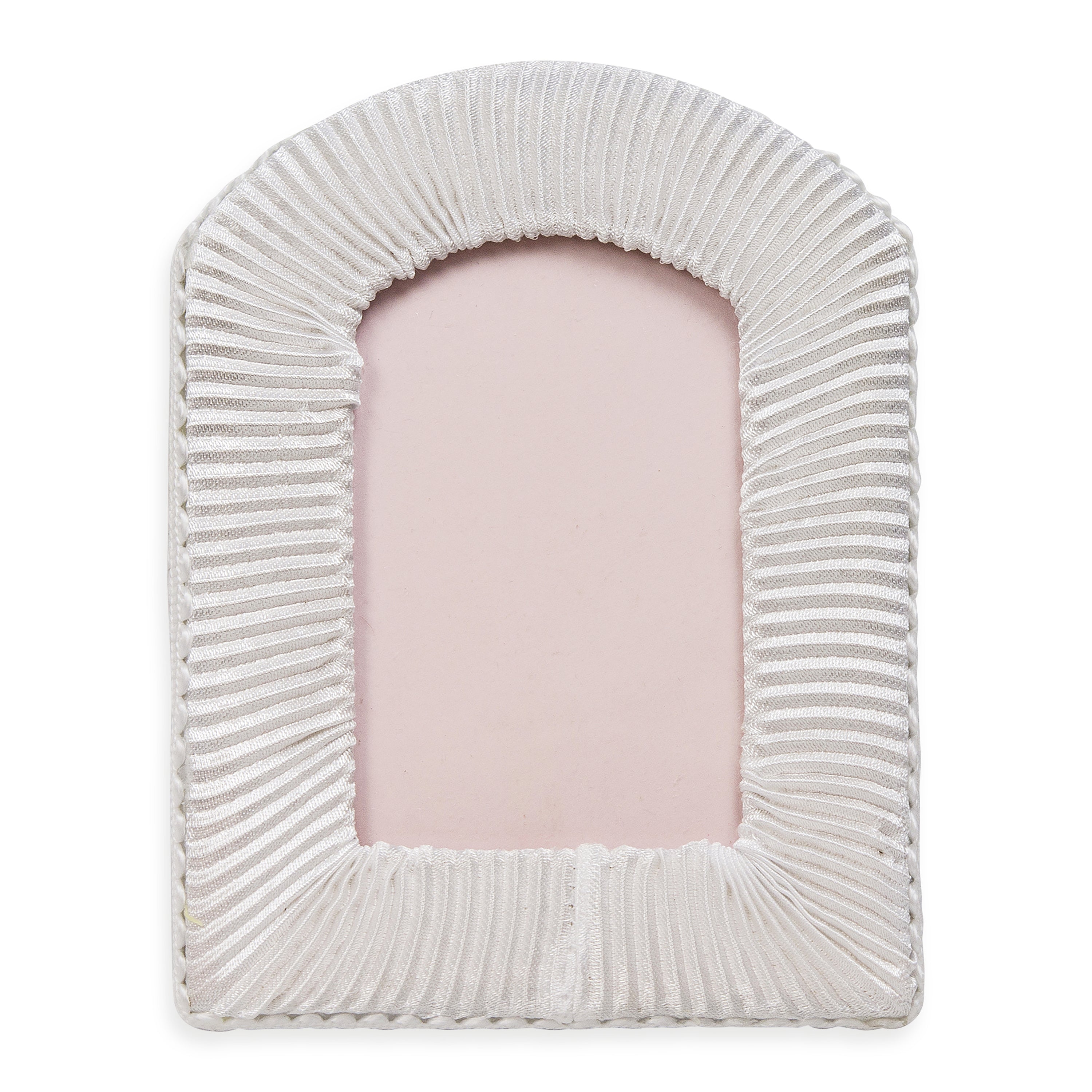 Vintage Pleated Satin Cathedral Photo Frame - White Bridal