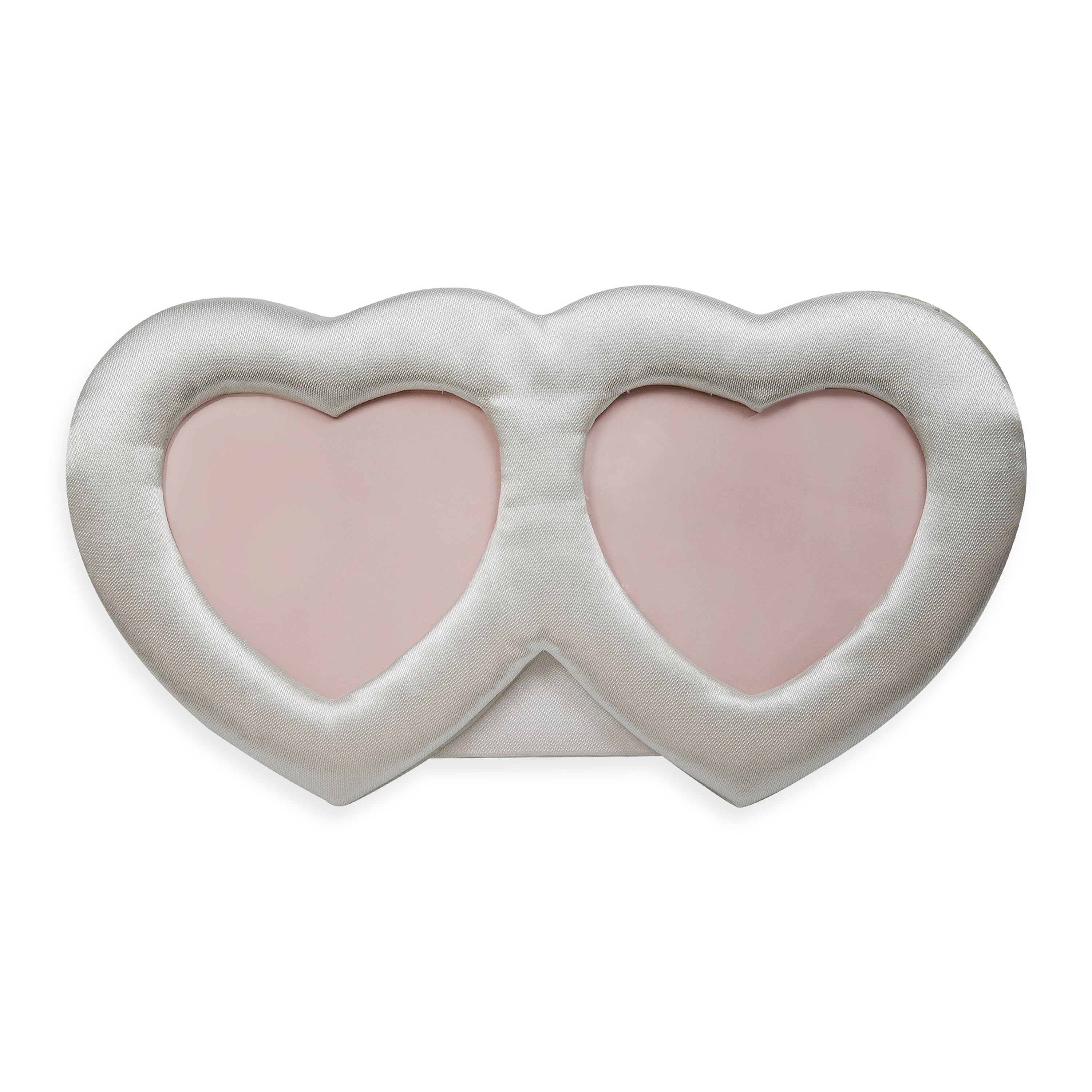 Vintage Satin Double Heart Photo Frame - White Bridal