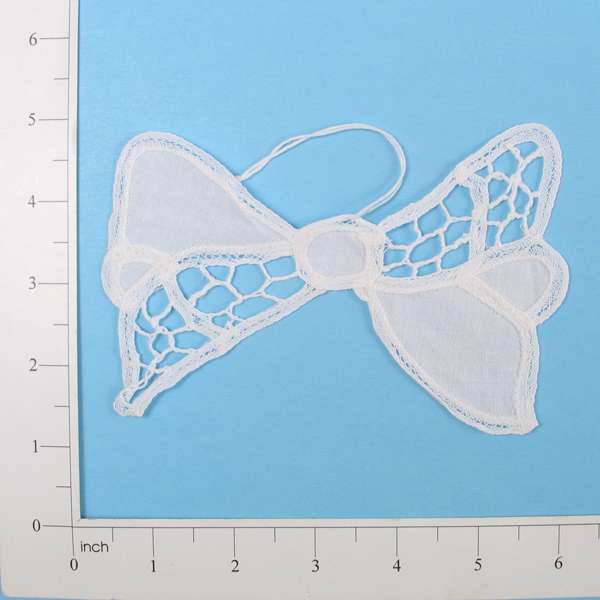 Bow Battenburg Applique/Patch - White - Each Lace, Ribbon & Pearl Appliques