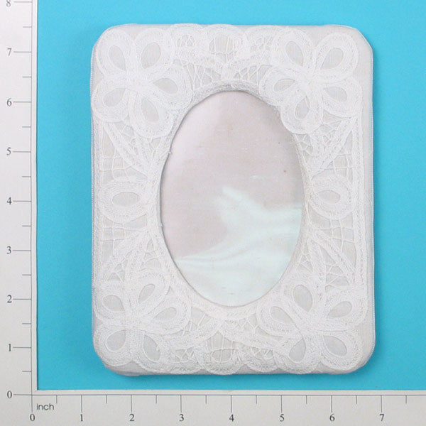 Oval Battenburg Bridal/Wedding Keepsake Frame Floral Photo Frame - White Bridal
