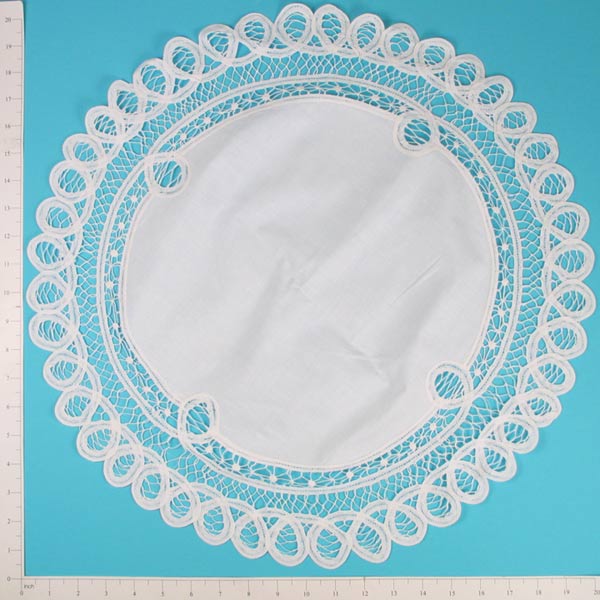 Battenburg Round Doily - White - 22" Doilies