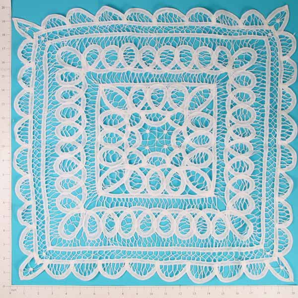 Battenburg Square Doily - White - 22" Doilies