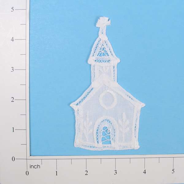 Battenburg Lace Victorian Church Applique/Patch - White Lace, Ribbon & Pearl Appliques