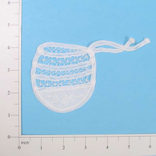 Battenburg Lace Baby Bonnet Applique/Patch - White Lace, Ribbon & Pearl Appliques