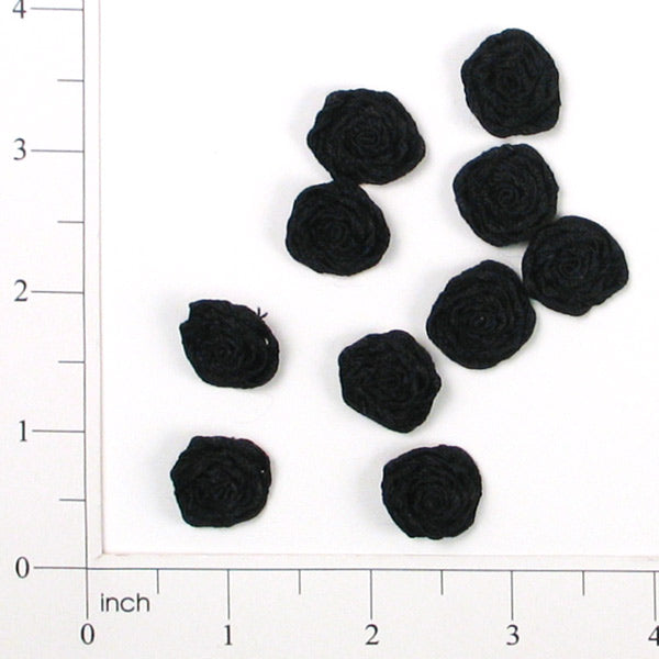 French Rose Craft Accent Applique/Patch Pack of 10 Black Appliques