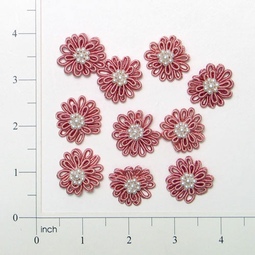 Mini Daisy Applique/Patch Pack of 10 Dusty Rose Appliques