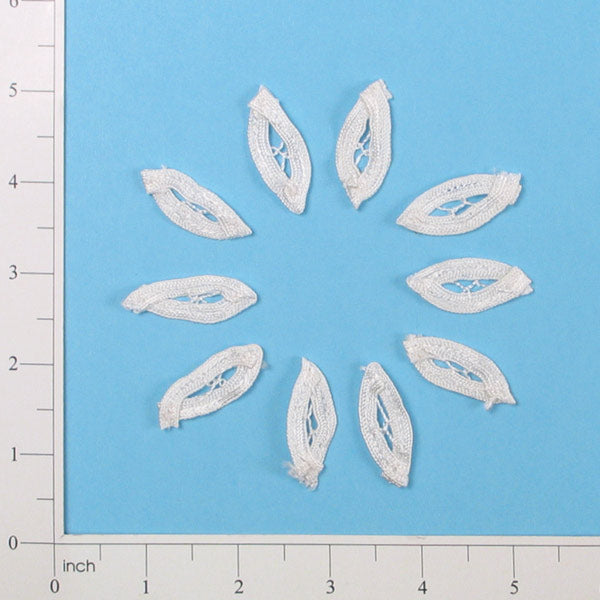 1 3/8" x 1/2" Bouquet Accent Leaves Applique/Patch Pack of 10 - White Appliques