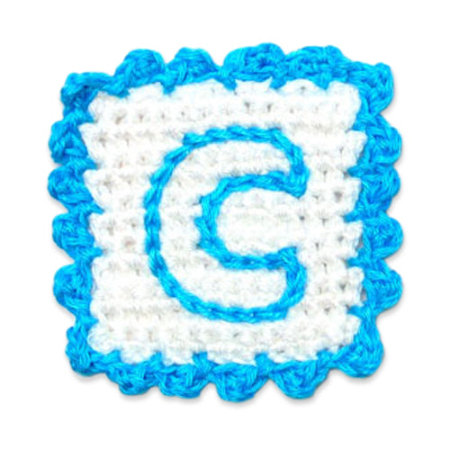 Crochet Baby Block Letter C Applique/Patch - Blue Appliques