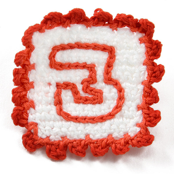 Crochet Baby Block Number 3 Applique/Patch - Red Appliques