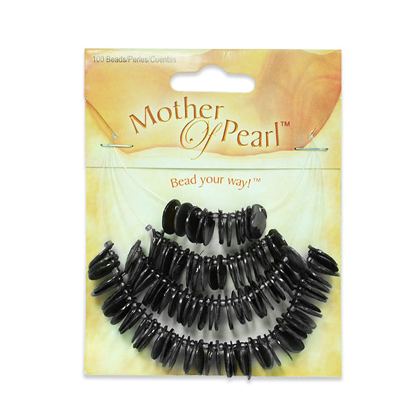 Mop Disk Shell Beads Pack of 100 - Black Shell & Pearl Beads