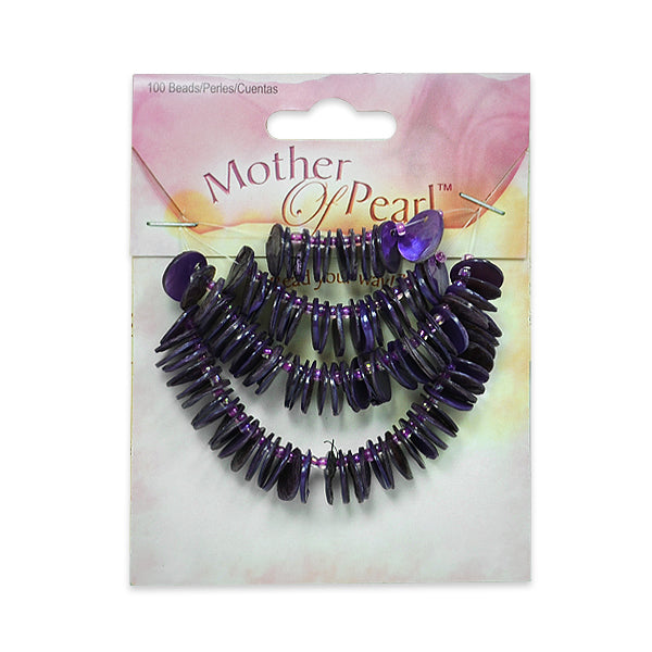 Mop Disk Shell Beads Pack of 100 - Purple Shell & Pearl Beads