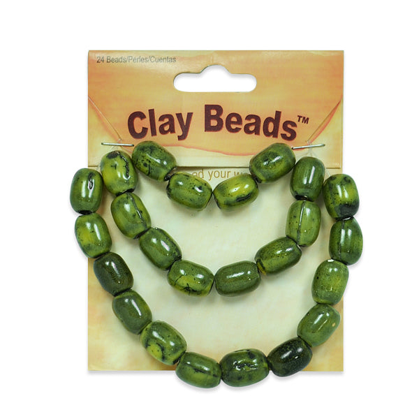 Clay Beads Pack of 24 - Olive Crochet & Clay Beads
