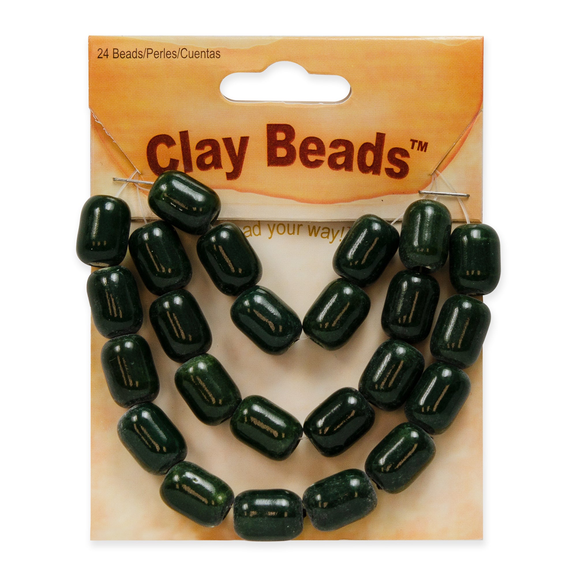 Clay Beads Pack of 24 - Dark Green Crochet & Clay Beads