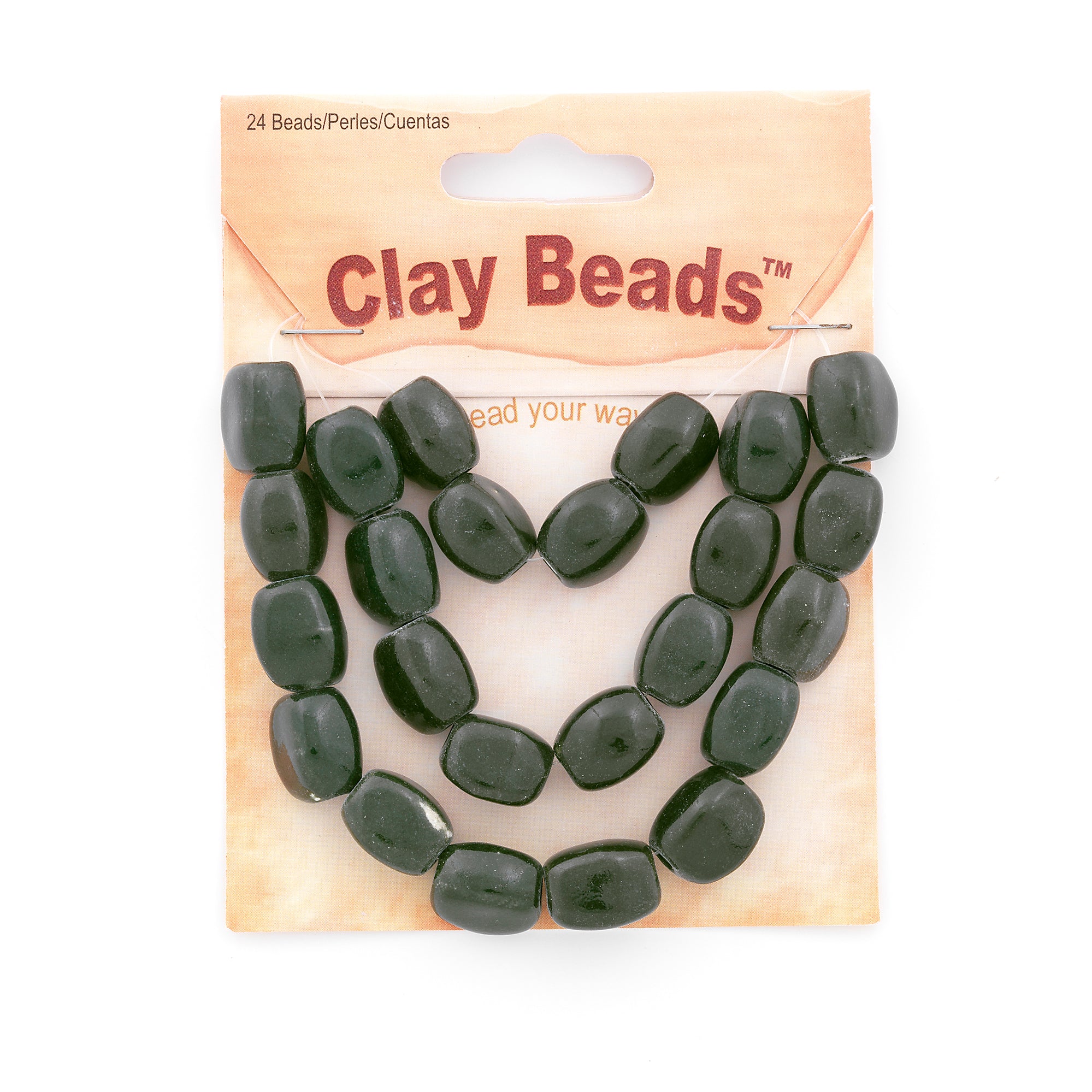 Clay Beads Pack of 24 - Dark Green Crochet & Clay Beads