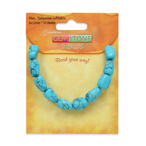 Synthetic Turquoise with Matrix Nugget Beads Pack of 10 - Turquoise Multi Synthetic Turquoise Beads