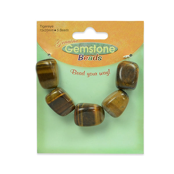 Tiger Eye Nugget Bead Pack of 5 - Brown Multi Tigereye Beads