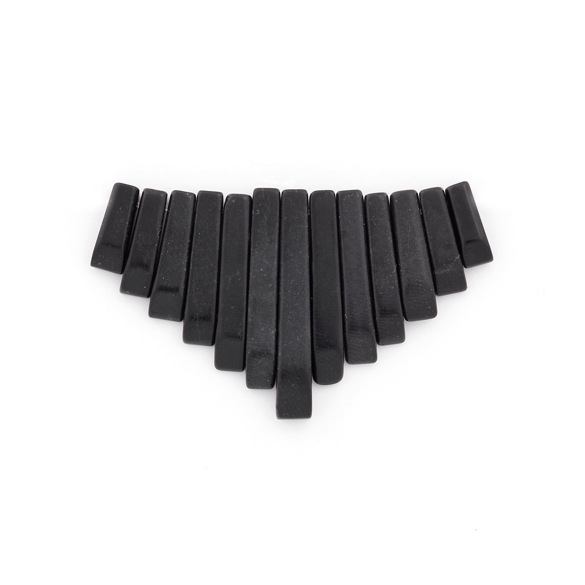 Black Stone Fan Pendant Beads Pack of 13 Blackstone Beads