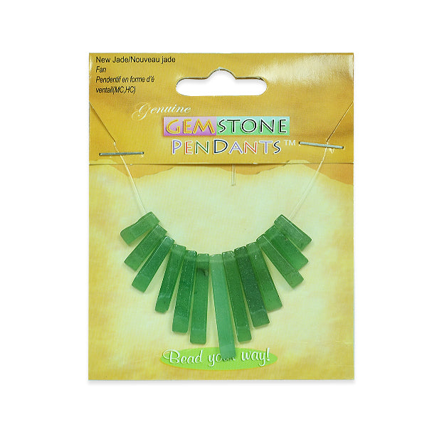 New Jade Fan Pendant Pack of 13 - Green New Jade Beads