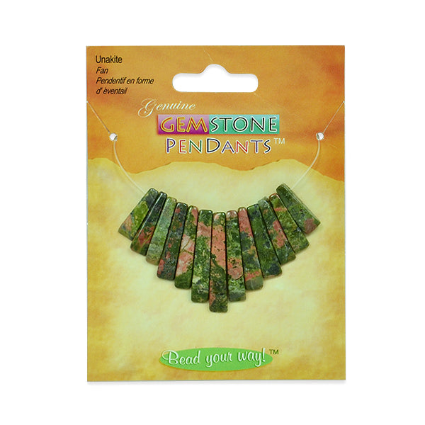 Unakite Fan Pendant Pack of 13 - Multi Colors Unakite Beads