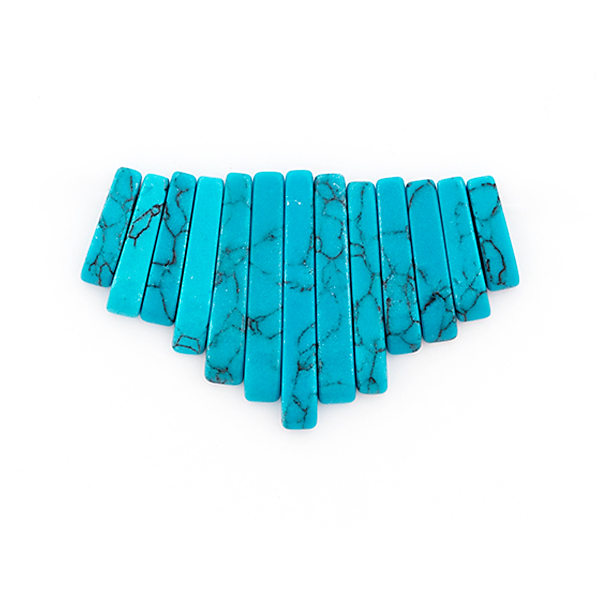 Synthetic Turquoise with Matrix Fan Pendant Pack of 13 - Turquoise Multi Synthetic Turquoise Beads