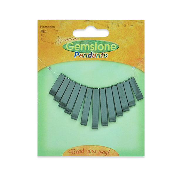 Hematite Fan Pendant Pack of 13 - Onyx Hematite Beads