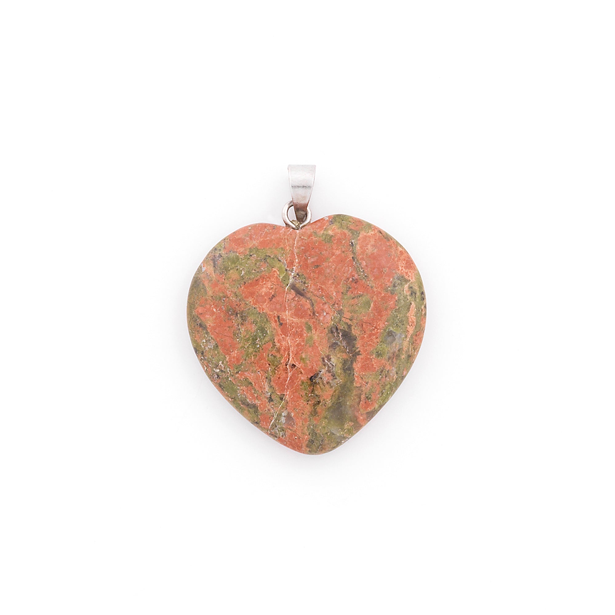 Unakite Heart Pendant - Multi Colors Unakite Beads