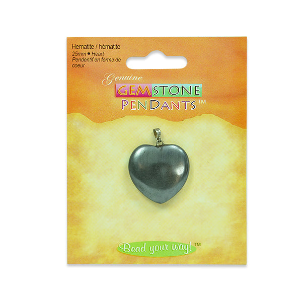 Hematite Heart Pendant - Onyx Hematite Beads