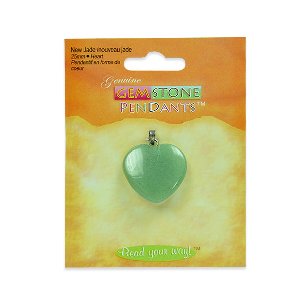 New Jade Heart Pendant - Green New Jade Beads