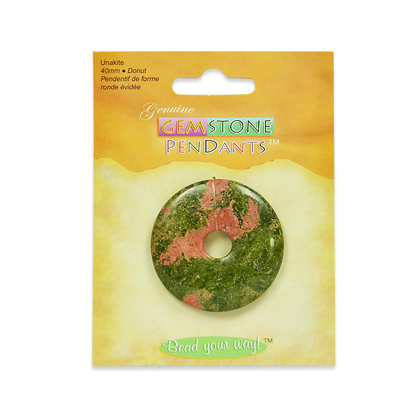 Unakite Donut Pendant - Multi Colors Unakite Beads