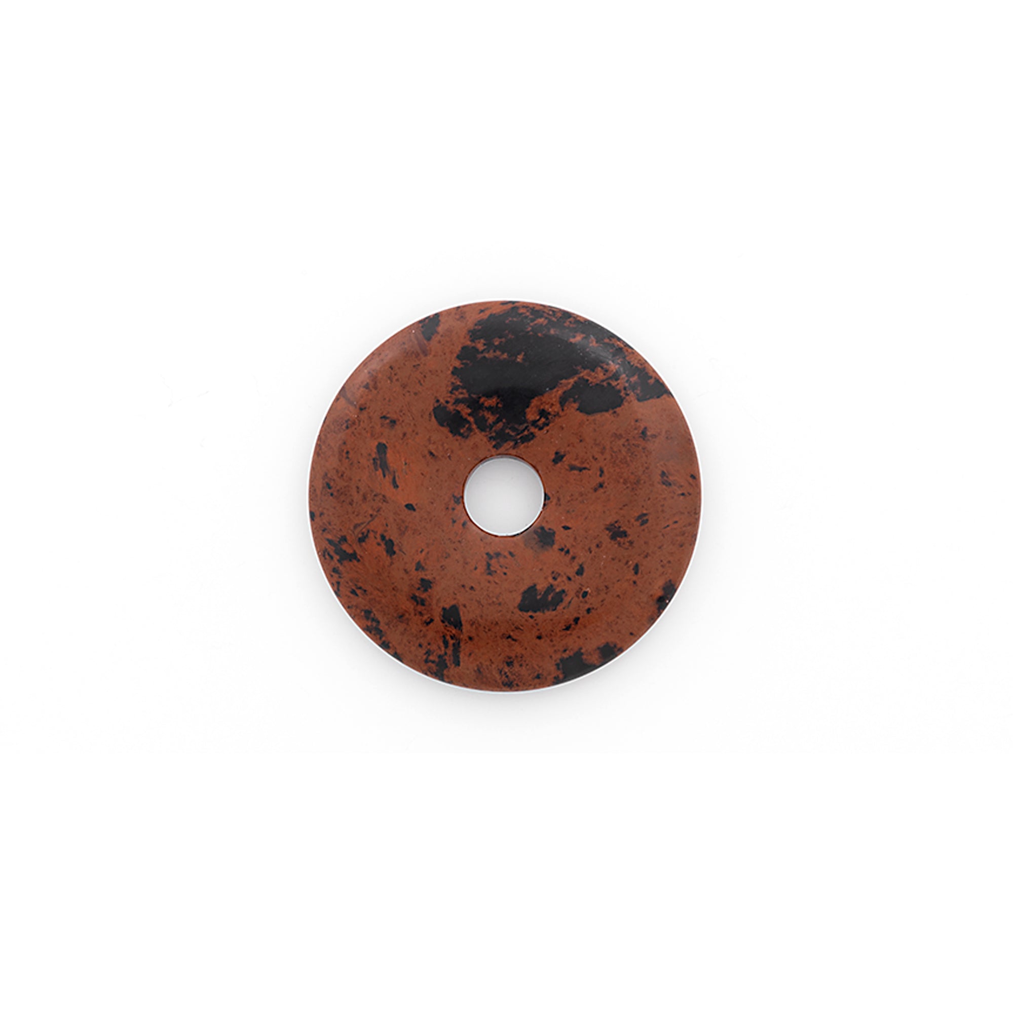Mahogany Obsidian Natural Gemstone 45mm Donut Pendant - Brown Multi Mahogony Obsidian Beads